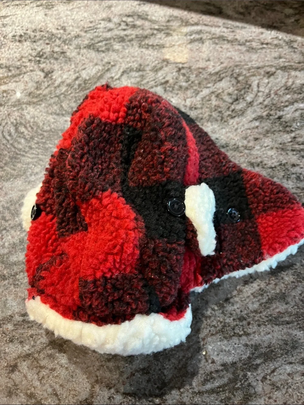 Buffalo Plaid Sherpa Trapper Hat with Cream Lining